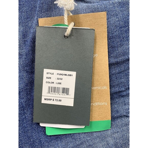 Free Planet Denim Jeans Mens 32X32 Blue Destroyed Distressed Stretch Slim Fit - Picture 12 of 16